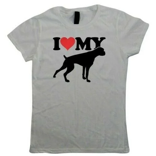 

I Love My Boxer Womens T-Shirt - Dogs Gift Her Mum
