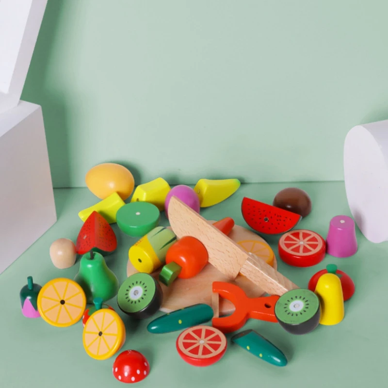 

Детская деревянная имитация фруктов и овощей, комбинированная игрушка для резки, магнитный кухонный комплект для ролевых игр, игрушки для г...