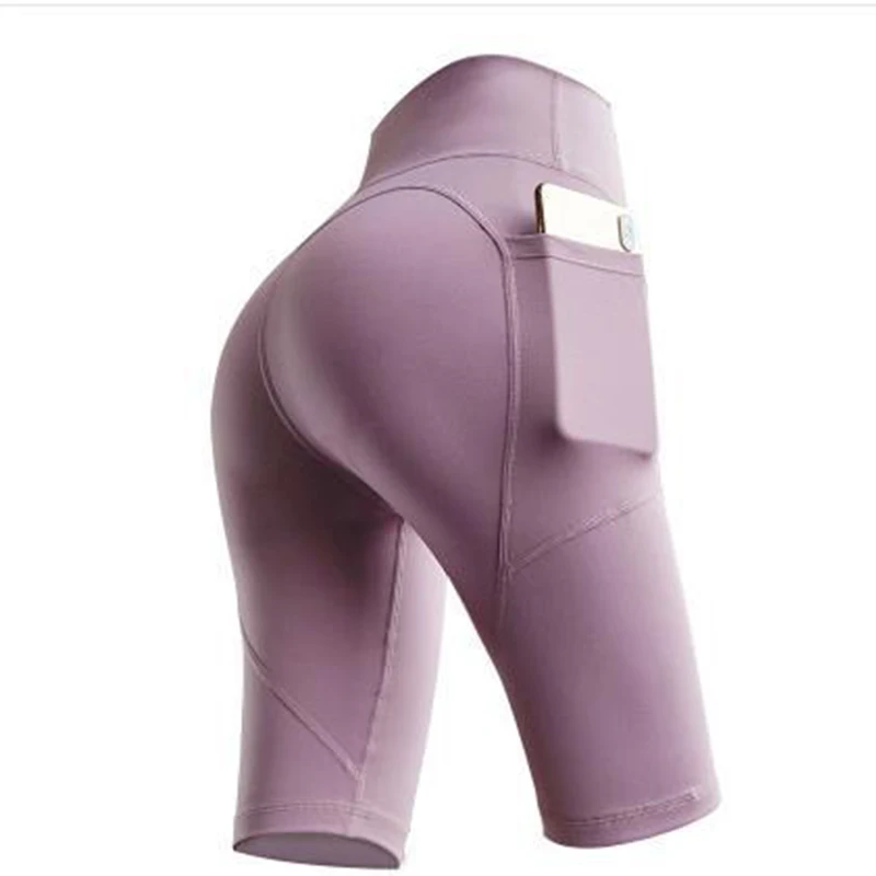 Women's Summer Shorts High Waist Lifting Push Up Tight Sports Shorts Leggings Phone Pocket Jogging Running Fitness Yoga Shorts