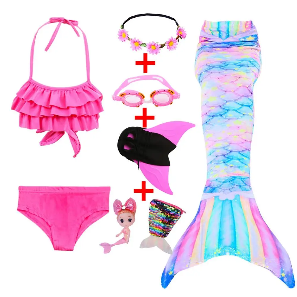 Красивый купальный костюм Русалочки для девочек Детский Костюм косплея