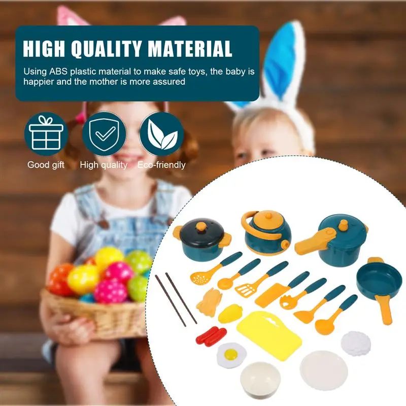 

21pcs/Set Kids Kitchen Toy Set Cookware Plaything Simulation Cutlery Toys