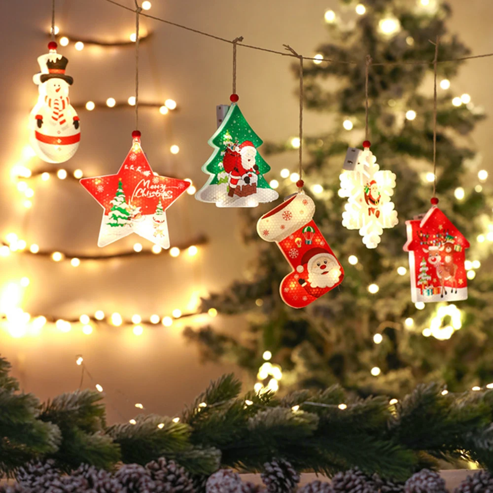 

LED Christmas Tree Hanging Lights Holiday Lamp Merry Christmas Lamps For Home 2022 xmas ornament Navidad gifts