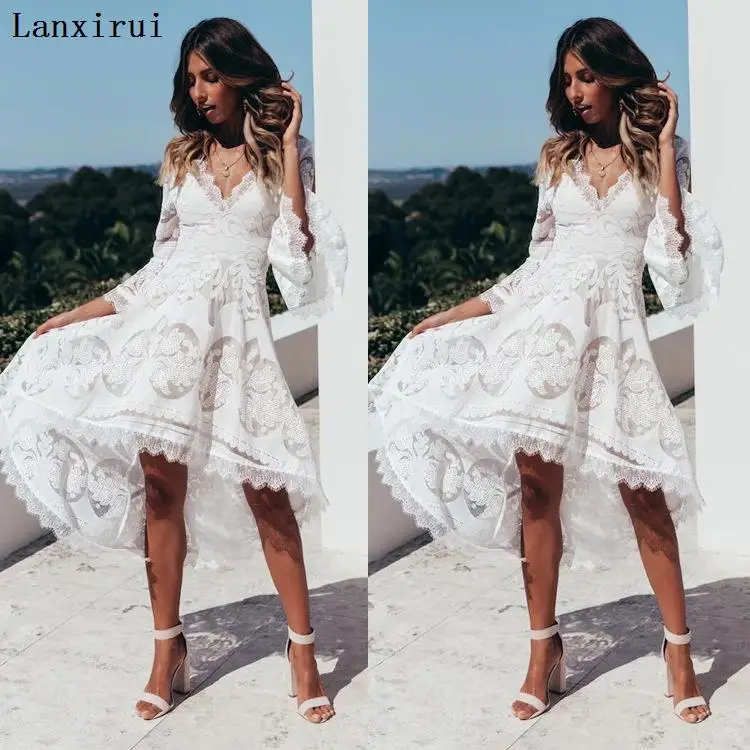 Женское винтажное платье макси в стиле бохо длинное хлопковое с широким рукавом