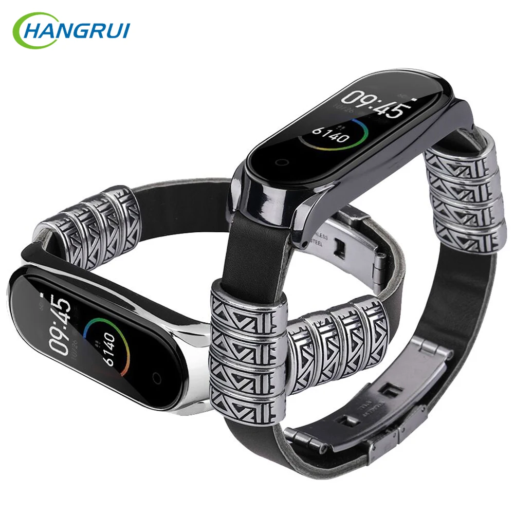 Ремешок для часов Mi Band 4 роскошный браслет из натуральной кожи в стиле ретро XiaoMi