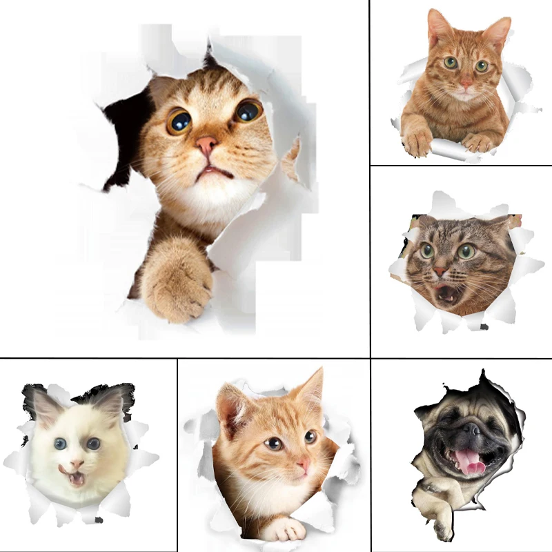 Милые наклейки на унитаз 3D Наклейка стену аксессуары для ванной комнаты в виде