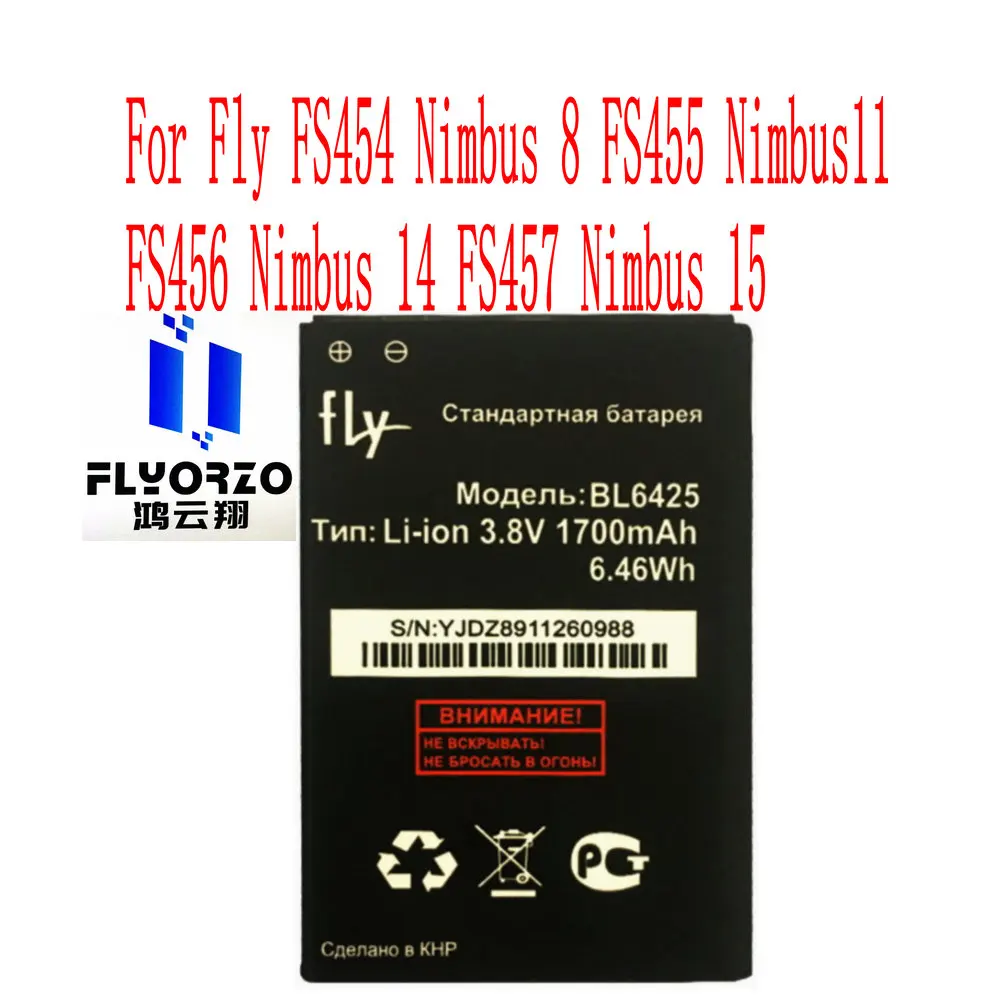 Brand new high quality 1700mAh BL6425 Battery For Fly FS454 Nimbus 8 FS455 Nimbus11 FS456 Nimbus 14 FS457 Nimbus 15 Mobile Phone