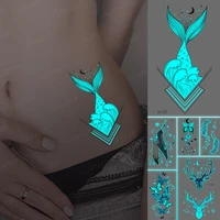 glow dolphin deer butterfly animal tattoo sticker feather moon waterproof temporary tatto hand fake tatoo body art men women