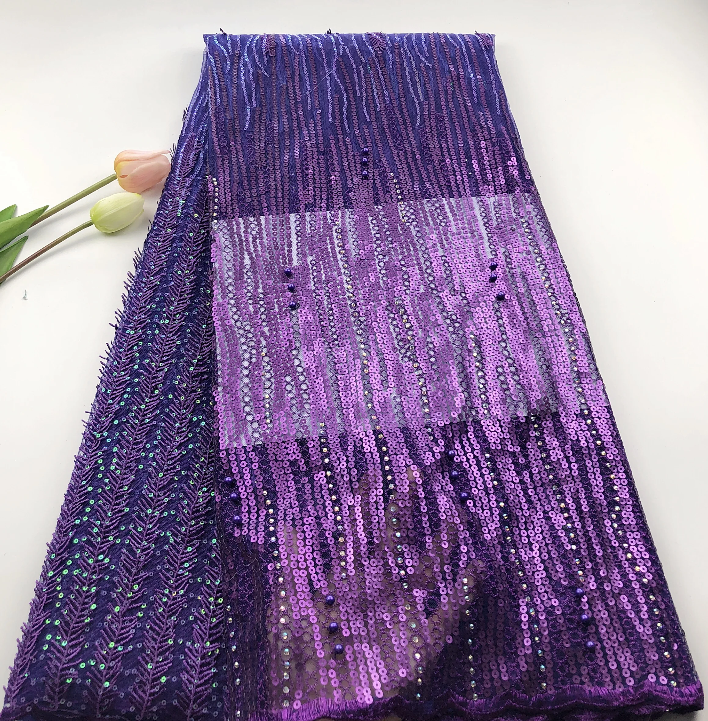 

5yards Organza Sequins Lace Fabric 2019 Nigerian Wedding Dress High Quality Organza French Net Mesh Lace HSOC072