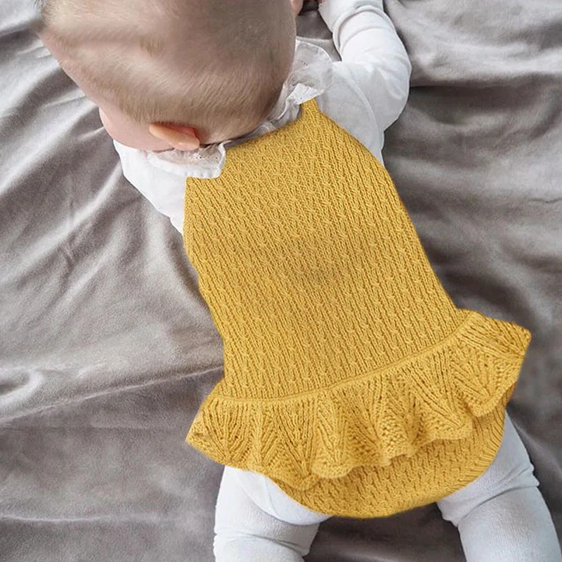 

Baby Girl knitted Sling Baby Jumpsuit Spring Summer Sleeveless Jumpsuit 0-8 months Newborn Baby Clothes