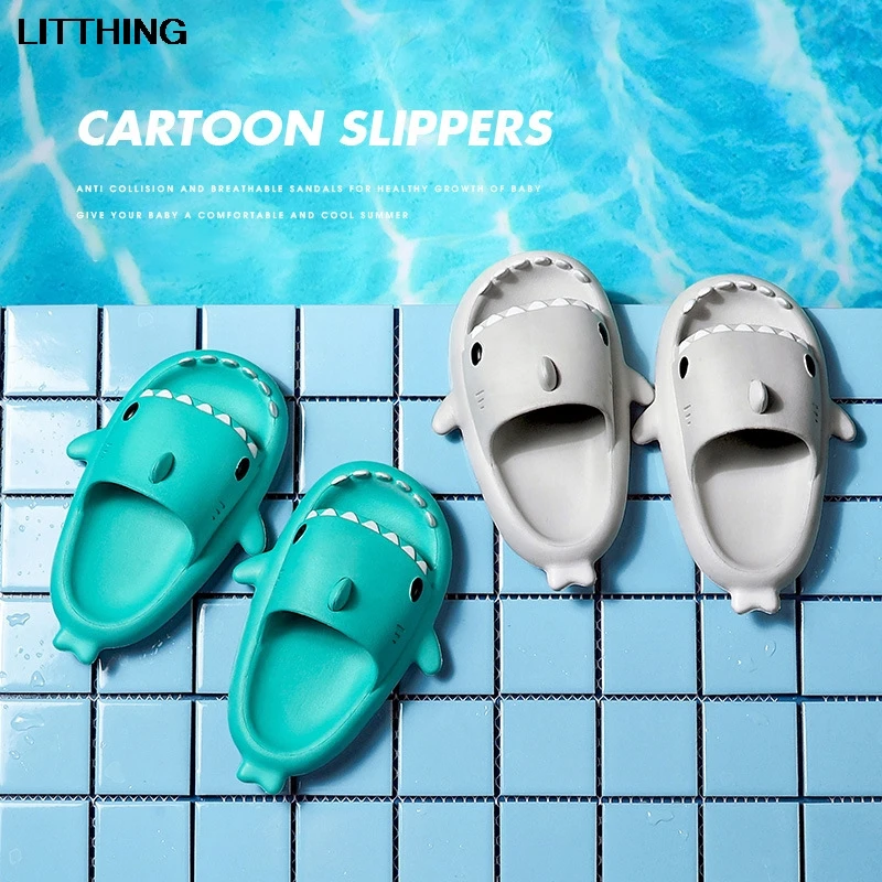 Летние детские тапочки Litthing Акула детская Радужная обувь для улицы детей малышей