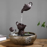 creative teapot fountain decoration fish tank humidifier feng shui circulation flowing water lucky office desktop ornament