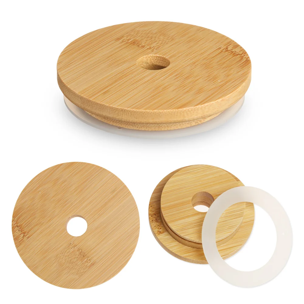 1 шт. 70 мм/86 мм бамбуковая деревянная крышка для банка с отверстием соломы