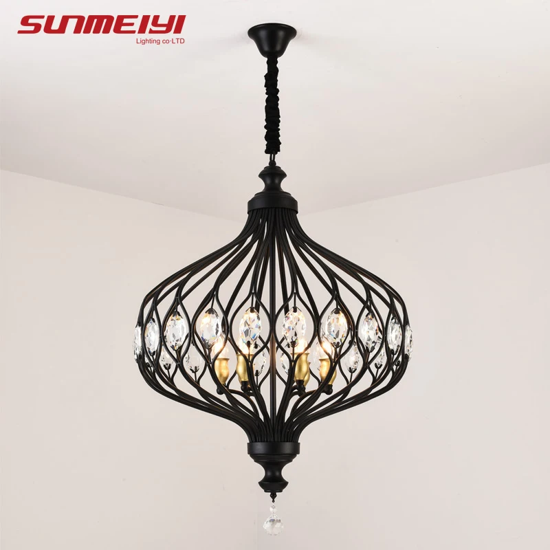 

Nordic Crystal Pendant Lights Black Dining Table Lamp Hanging Light For Kitchen Living room Bedroom Corridor led Industrial Lamp