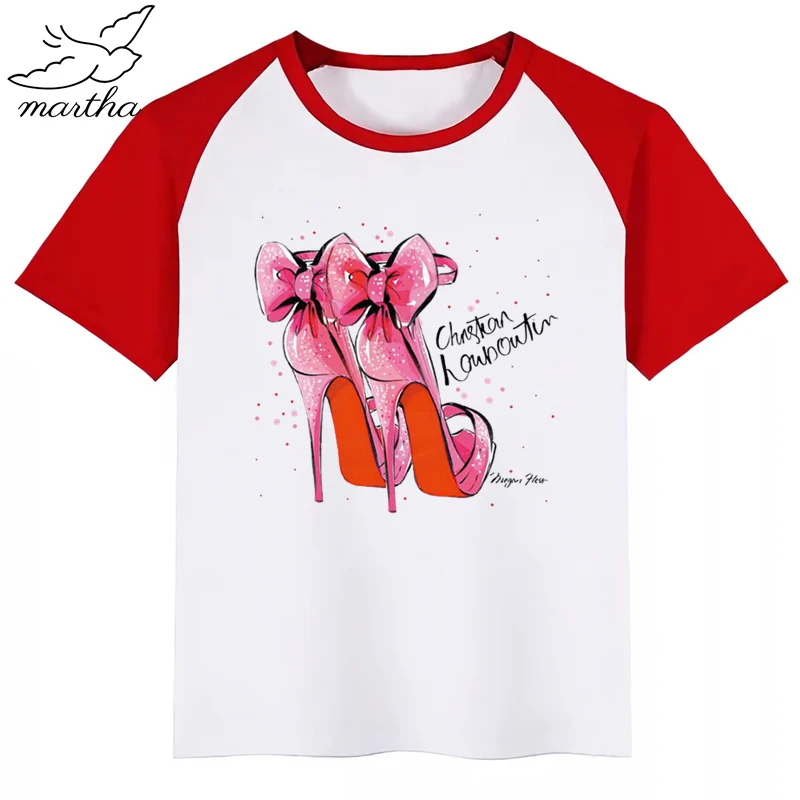 Kids Spain Flamenco High Heels Cartoon T-Shirt O-Neck Boys and Girl Casual Short Sleeve Summer Funny Clothes Tshirt | Мать и ребенок
