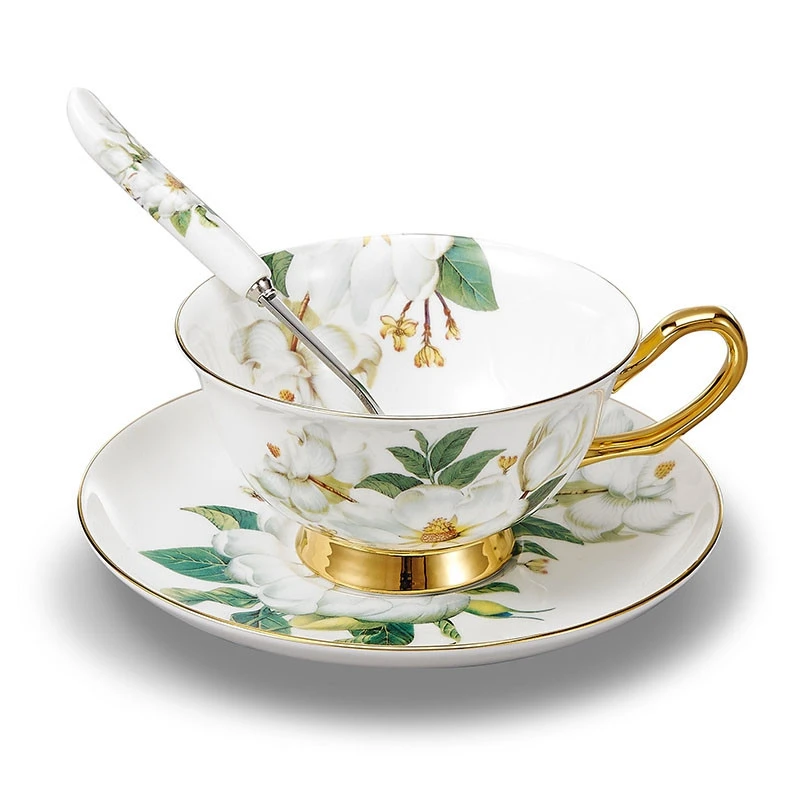 Европейский кофейный набор Camellia Bone британский фарфоровый чайный керамический