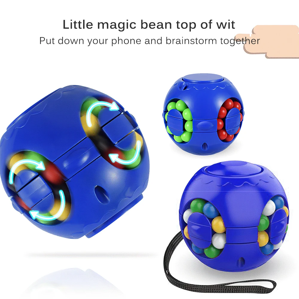 

Creative Decompression Toys,Magic Cube Little Magic Beans Fingertip Gyroscope ToyColored Bead Puzzle Rotating Cube