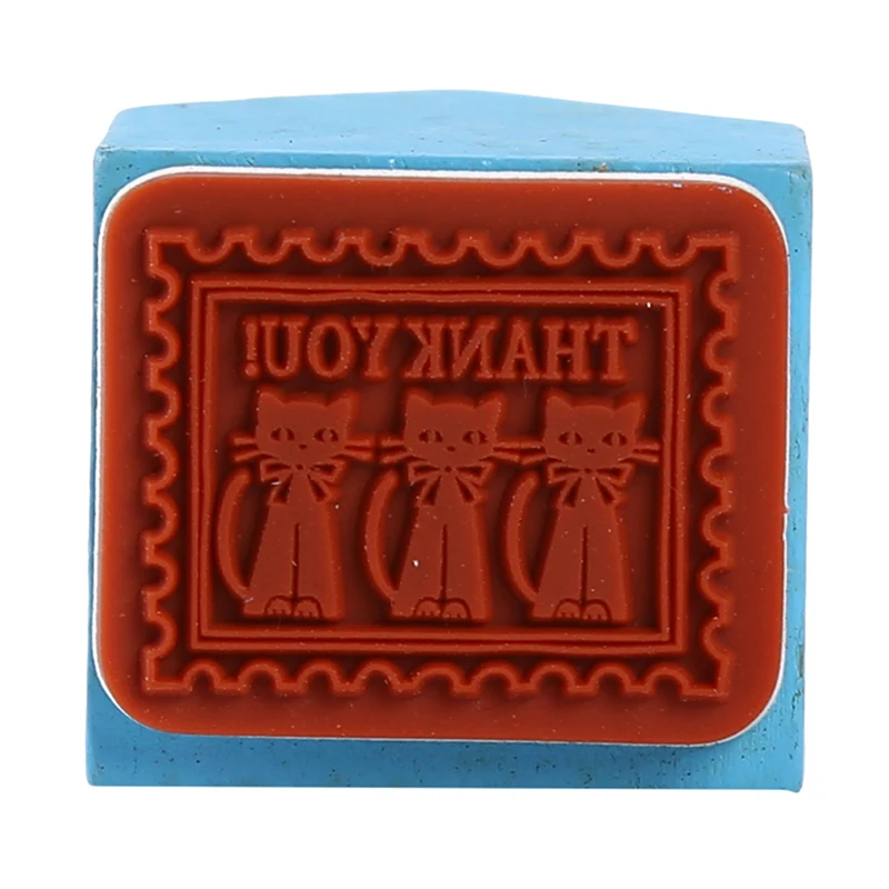 Creative Cartoon Cat Pattern Seal Wooden Stamps Blue Small Household Decor Seal Scrapbooking Standard Stamp 3*4cm