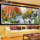 Полноразмерная Алмазная картина FULLCANG с изображением леса и реки, 5d, полноразмерная мозаика сделай сам, круглая вышивка, распродажа, домашний декор FC2828