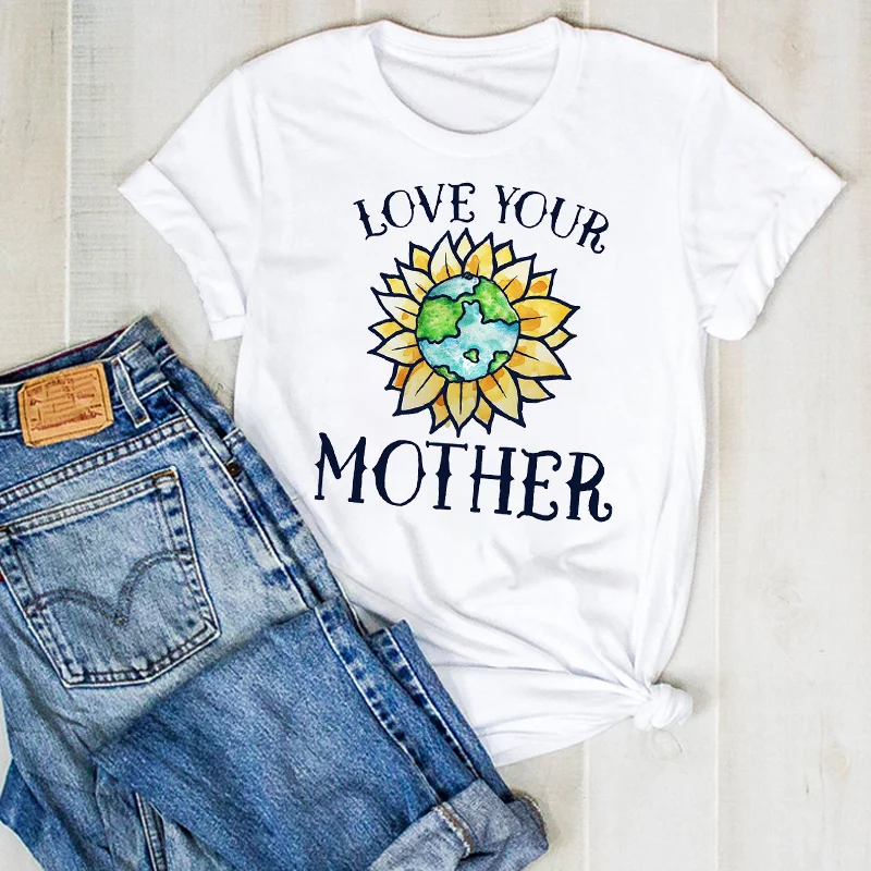 Женская футболка с рисунком подсолнуха земли эстетичный принт женская летняя