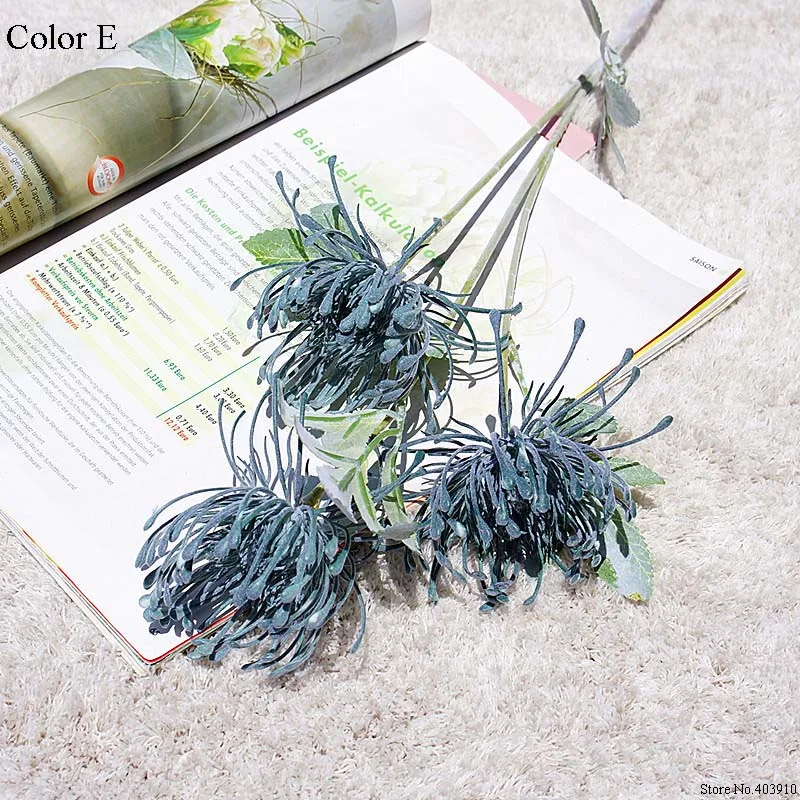 Флокированные Leucospermum искусственные цветы для украшения свадьбы Искусственные цветы пластик искусственный цветок растение Флер искусственное