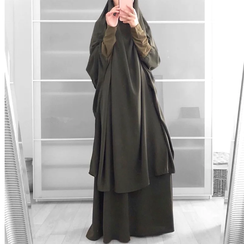 2 шт., модное женское платье-хиджаб с капюшоном