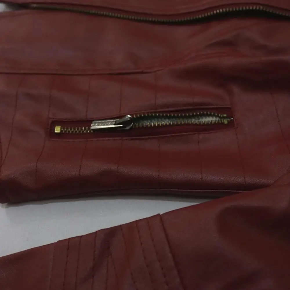 

2021 Spring Zipper Motorcycle Pu Leather Jacket Women Plus Size with Rivet Slim Fit Casual Outwear Coats S XXXL Black Red Color