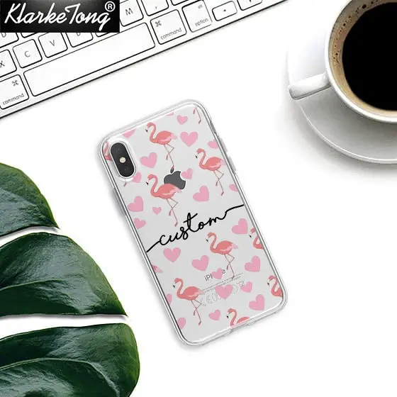 Blackname5 Персонализированное имя пользовательский чехол для телефона для iPhone 11 Xs MAX XR 8 7 6 Plus 5S цветок Единорог прозрачный силиконовый чехол - Color: Blackname5