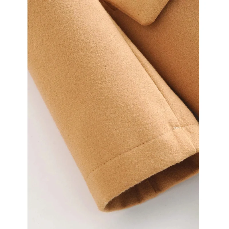 

ZA New Autumn Winter woolen Coat Women Clothing Fashion Loose Long Overcoat Female Casual Wool Coat Khaki Double Breasted Coat