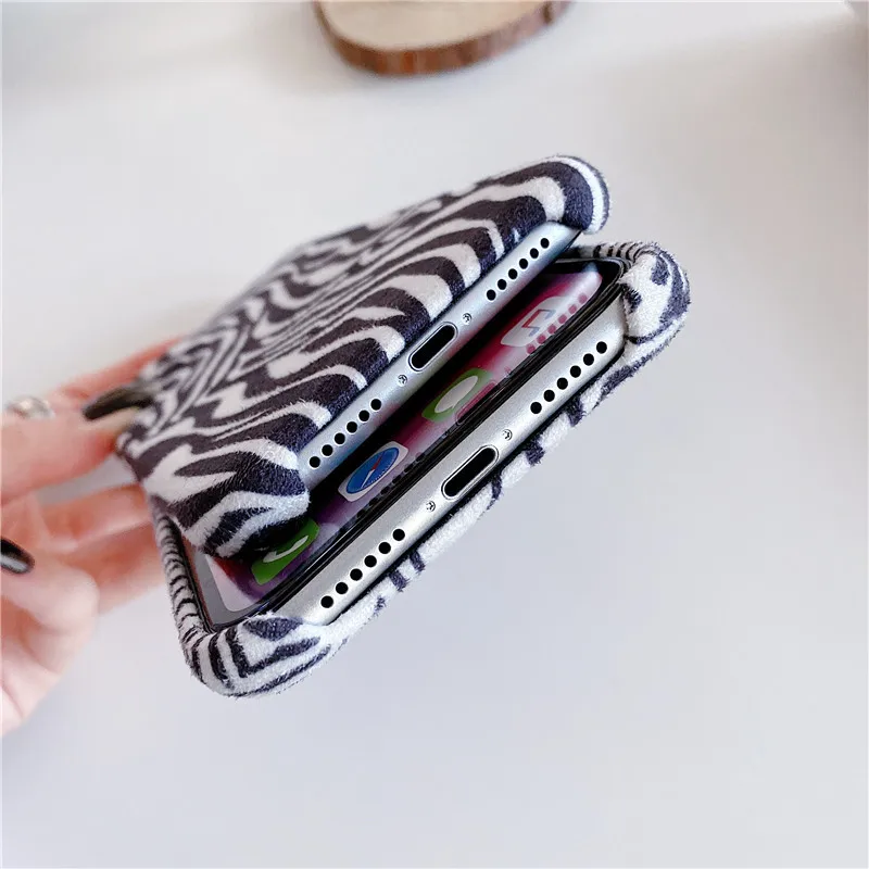 

Plush Zebra Leopard Pattern Phone Case For iPhone 12 Mini 11 Pro Max XR X XS Max 7 8 Plus SE 2020 Warm Furry Fashion Back Cover