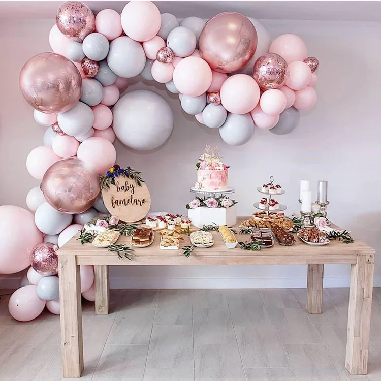 

170pcs Gray Powder Macaron Balloon Set Latex Balloon Wedding Balloon Chain Set Birthday Wedding Room Wedding Party Decoration