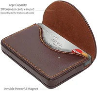 leather business card case holder pocket cards wallet case for men women name card case holder with magnetic shut holds 25 cards