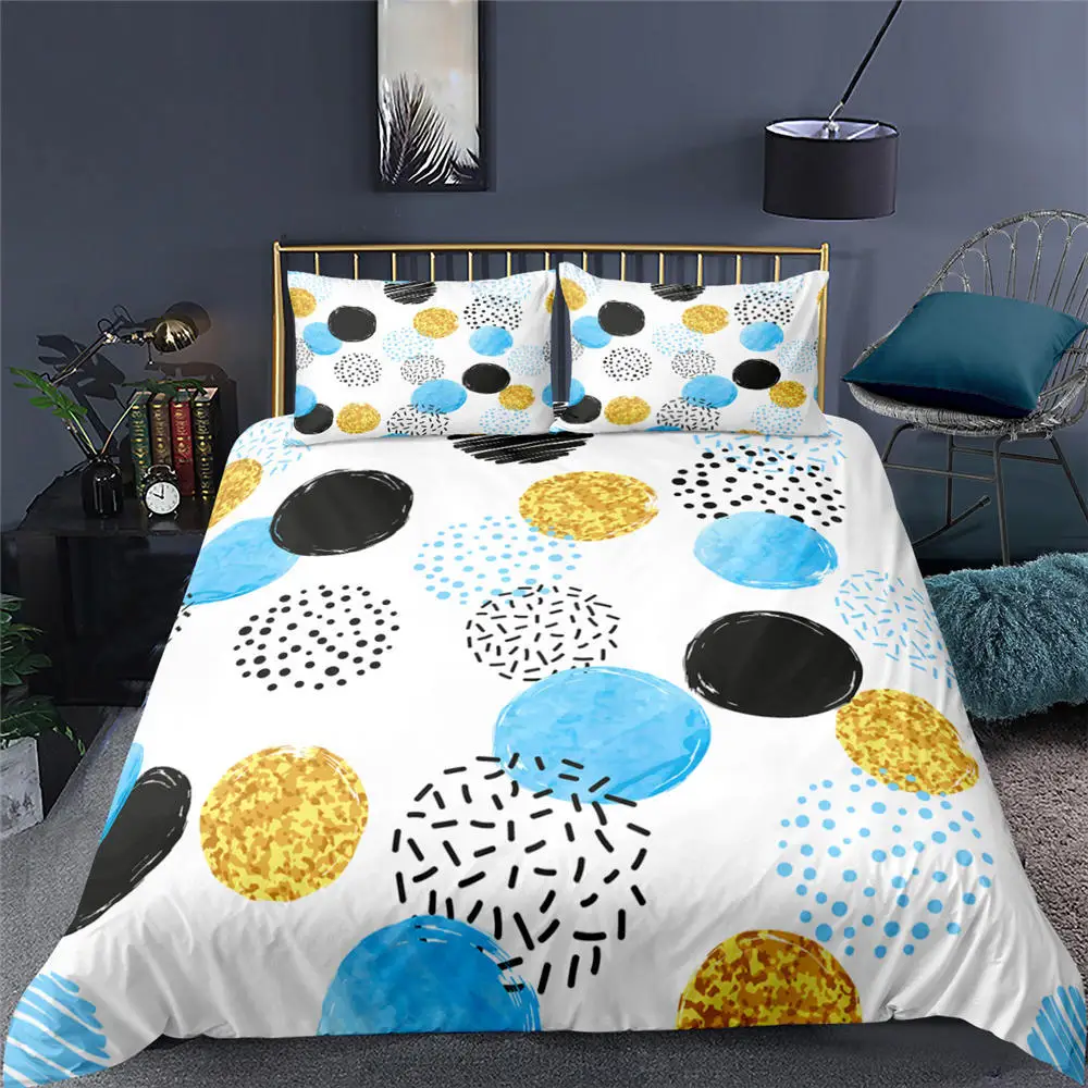 

Watercolor Dots Bedding Sets Geometric Modern Duvet Cover With Pillowcase Home Bedclothes Single Double King Queen Full Size New