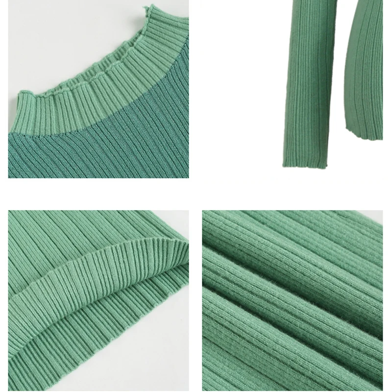 Turtleneck Sweater Womens Autumn Winter Slim Mesh Tops Korean Pullover Jumper Knitted Pull Femme Hiver Truien Green | Женская одежда
