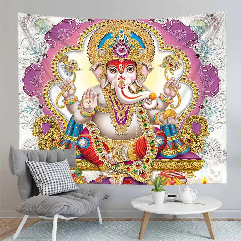 

Customize Elephant Indian Mandala Tapestries Wall Hanging Ganesha Tapestry Walls Decor Beach Towel Rectangular Or Square
