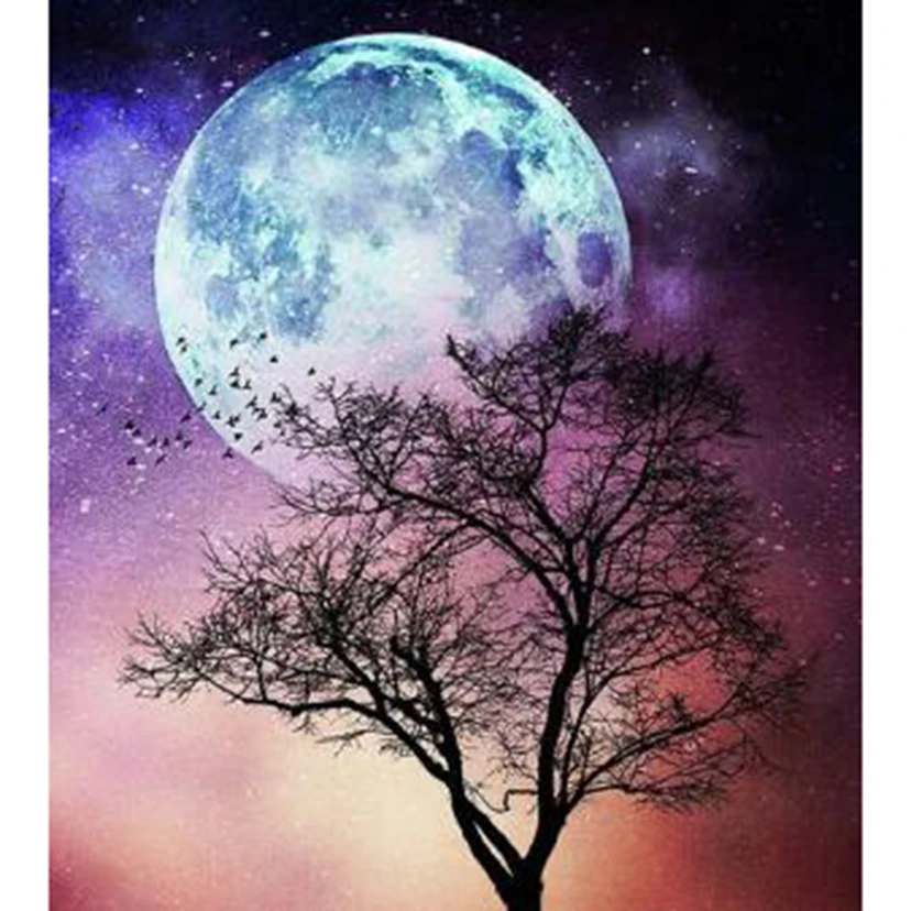 

Diamond Painting Square/Round Diamond 5D DIY Landscape Painting Moon Tree Shadow Beauty Picture Cross Stitch Home Decor TX369