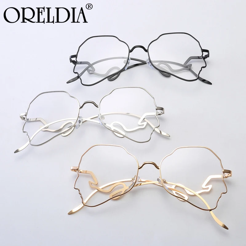 

2020 Latest Anti-Blue Glasses Ladies Personality Trend Irregular Flat Glasses Alloy Glasses Frame Hot Wearable Myopia Glasses