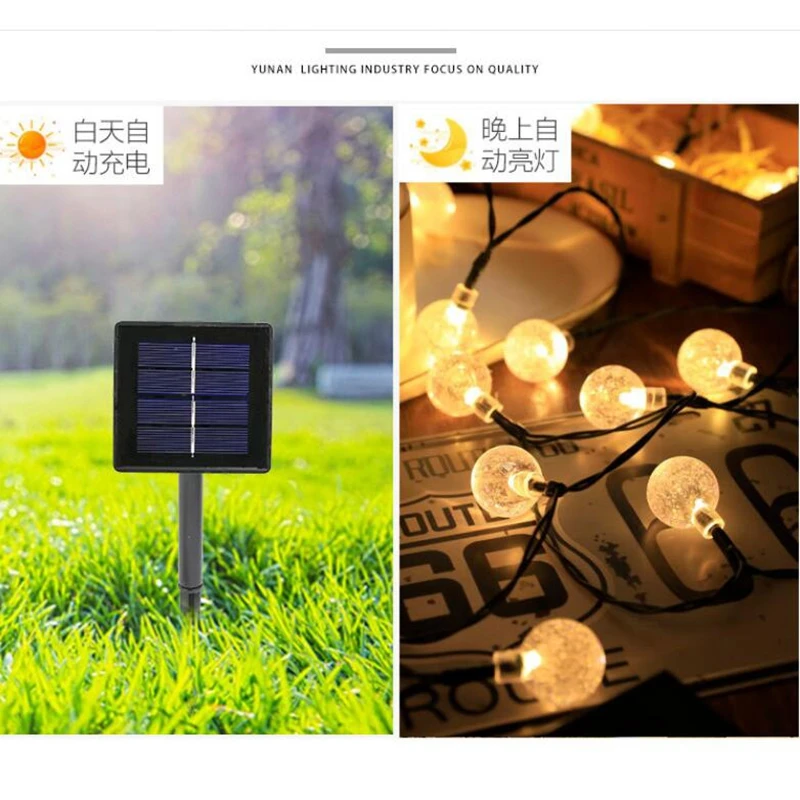 Solar Powered led Light String Outdoor Multicolor Crystal Globe Bulbs Waterproof Fairy Lights with 8 Lighting Modes Decoration f | Дом и сад