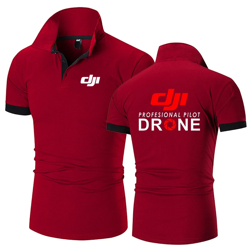 

2021 Summer DJI Professional Pilot Drone Polo Shirts Comfortable Short Sleeves Cotton Harajuku Casual Sport T Shirt Tees Tops