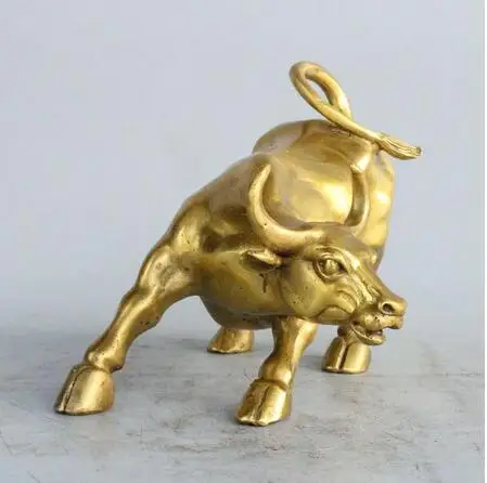 Большая 8-дюймовая Бронзовая статуя быка OX с свирепого из латуни | Дом и сад