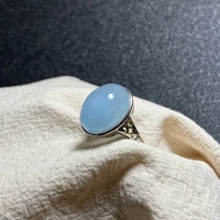 100 natural blue aquamarine adjustable ring 925 silver 18x13mm love gift stone ring aaaa crystal healing stone low price