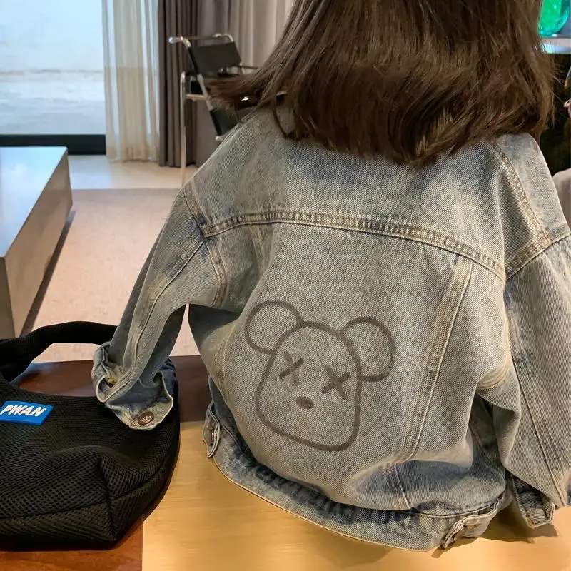 

Chaqueta de mezclilla para niñas para niños 2021 nueva ropa de primavera niña extranjera bebé primavera y otoño chaqueta vaquera