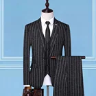 Мужской костюм в полоску из трех предметов, большой размер 4XL, весна-осень 2020, мужской костюм джентльмена в британском стиле