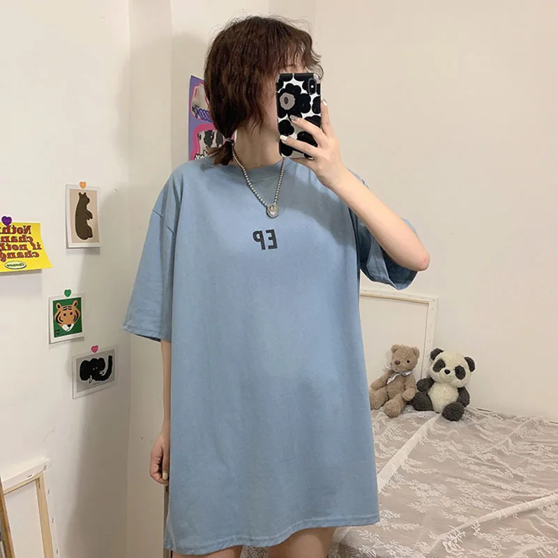 

Harajuku style port flavor loose letters summer short-sleeved T-shirt female ins tide brand Korean top student half-sleeved chic