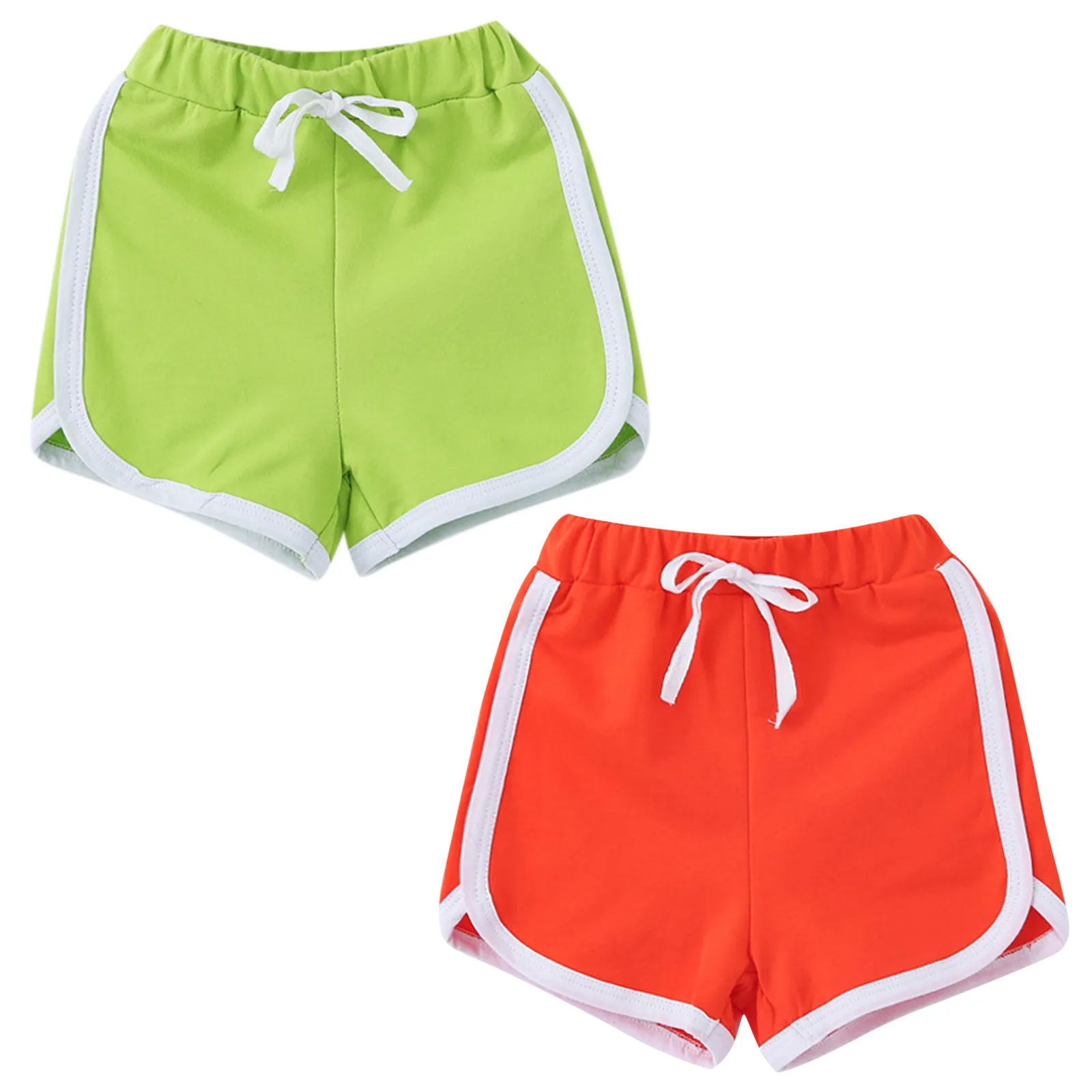 

Summer Cute Girls Shorts Fashion Stretch Candy Color Kids Sports Short Mid Waist Casual Beach Short Children's Clothing 2021