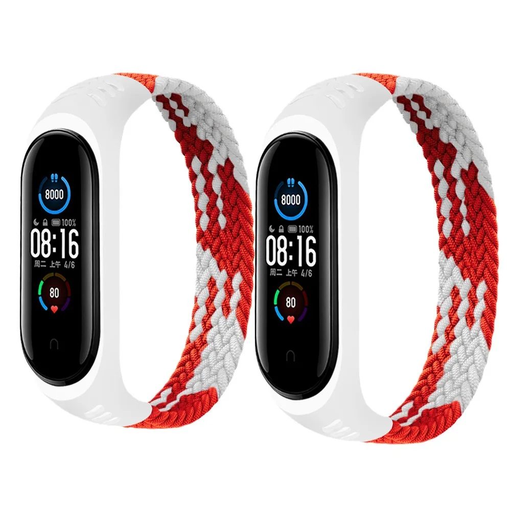 Braided Solo Loop Nylon Strap for Xiaomi Mi band 6 5 4 3 Elastic Bracelet Mi band 5/6 Replace Wristband For mi band 4 5 6 Strap