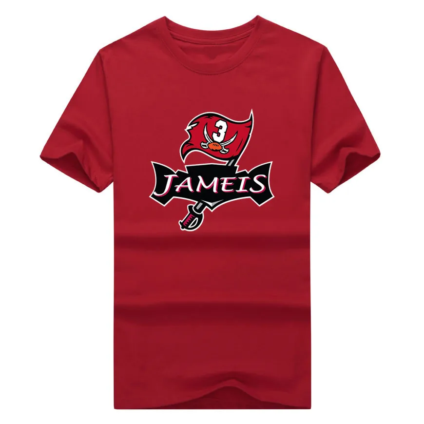 Новинка 2018 Красная футболка с надписью &quotBucs Logo" и &quotJameis" 100% хлопок коротким