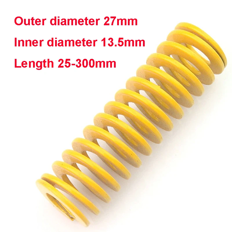 

1PCS Yellow Long Light Load Stamping Compression Mould Die Spring Outer Diameter 27mm Inner Diameter 13.5mm Length 25-70mm