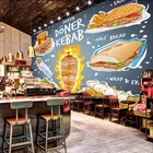 Пользовательский Американский фон для ресторана фаст-фуда самоклеящиеся обои куриный Дон кебаб закуска бар промышленный Декор 3D фрески