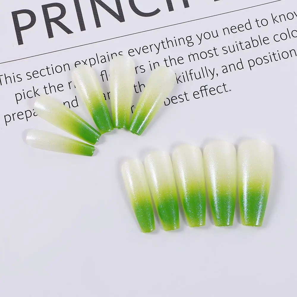 

Press on Nail Colorful Ballet False Nail Tips Long Gradient Fake Nails T Shape Coffin Fake Nails DIY Nail Decorations
