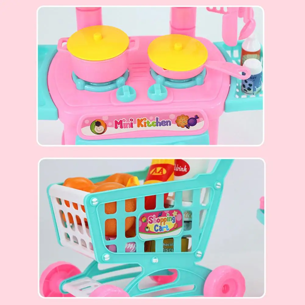 Kids Mini Simulation Tableware Shopping Cart Set Pretend Play Kitchenware Food Toys | Игрушки и хобби